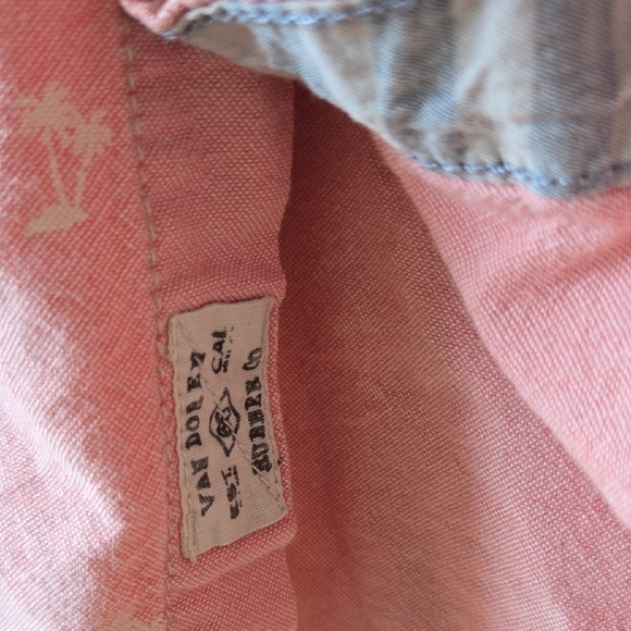 Vans Light Pink Casual Button Down Shirt, Palm Tree Print, VGUC, XL, 100% Cotton - Picture 2 of 10